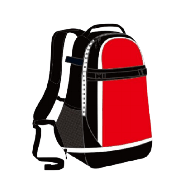 Black‑Red‑White Color‑Block Sports Backpack